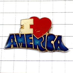 ピンバッジ・アイラブ/USAアメリカ大好き赤いハート米国 I-LOVE-AMERICA