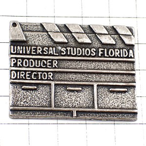 ピンバッジ・ユニバーサルスタジオ映画カチンコ撮影小道具シルバー銀色 UNIVERSAL-STUDIOS CLAP