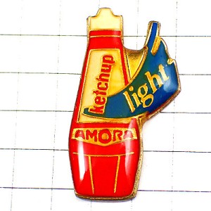 ピンバッジ・ケチャップの容器アモラ社 AMORA KETCHUP TOMATO