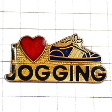 ピンバッジ・ジョギング大好き真っ赤なハート靴 I-LOVE-JOGGING