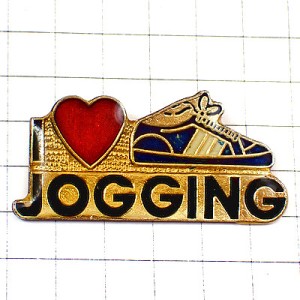 ピンバッジ・ジョギング大好き真っ赤なハート靴 I-LOVE-JOGGING