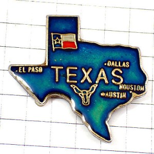 ピンバッジ・牛の頭テキサス州アメリカ/米国USA地図型 TEXAS STATE MAP