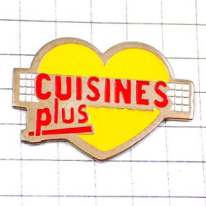 ピンバッジ・黄色いハート型 CUISINES KITCHEN FRANCE