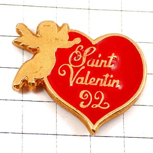 ピンバッジ・バレンタインデー天使とハート型エンジェル SAINT-VALENTIN