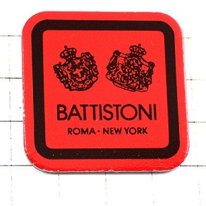 ピンバッジ・バティストーニ服イタリア赤い四角 BATTISTONI ITALIA ROMA NEW-YORK