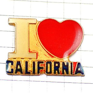 ピンバッジ・カリフォルニア大好きアメリカ真っ赤なハート I-LOVE-CALIFORNIA USA