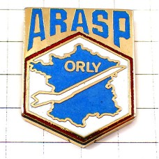 ピンバッジ・オルリー空港フランス地図型ブルー青色 CONCORDE ARASP ORLY AIRPORT FRANCE