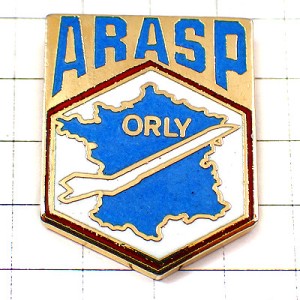 ピンバッジ・オルリー空港フランス地図型ブルー青色 CONCORDE ARASP ORLY AIRPORT FRANCE