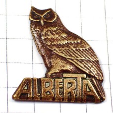 ピンバッジ・アルバータ州カナダ梟フクロウ鳥ミミズク茶色ブロンズ色 HIBOU ALBERTA BRONZE