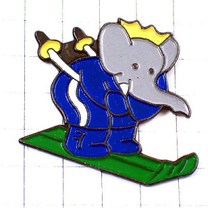 ピンバッジ・ぞうのババールのスキー象 BABAR SKIING