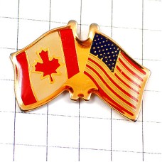 ピンバッジ・アメリカ星条旗/USAカナダ国旗あかい楓カエデの葉 USA CANADA FLAG