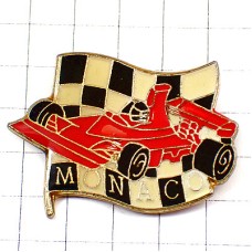 ピンバッジ・モナコＦ１レース赤い車チェッカーフラッグ旗 FERRARI MONACO