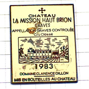 ピンバッジ・シャトーラミッションオーブリオン葡萄酒ワインのラベル型 CHATEAU-LA-MISSION-HAUT-BRION CRU-CLASSE GRAVE BORDEAUX FRANCE