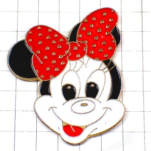 ピンバッジ・ミニーちゃん水玉リボン笑顔ディズニーミニーマウス DISNEY MINNIE