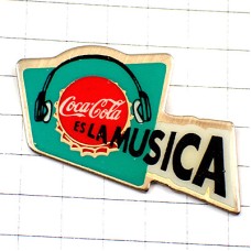 ピンバッジ・コカコーラは音楽スペイン語ヘッドフォン栓 COCA-COLA ES-LA-MUSICA SPAIN