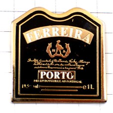 ピンバッジ・ポートワイン酒ラベル黒 FERREIRA PORTO PORTUGAL