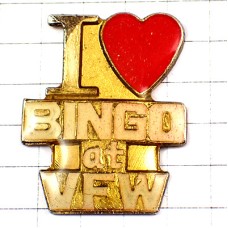 ピンバッジ・ビンゴ大好きハート型 I-LOVE-BINGO