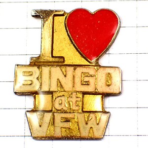 ピンバッジ・ビンゴ大好きハート型 I-LOVE-BINGO