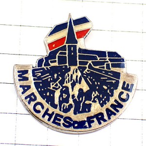 ピンバッジ・マルシェ市場の活気フランス国旗トリコロール MARCHES-DE-FRANCE