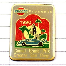 ピンバッジ・日産提供のレース駱駝キャメルグランプリ車サンディエゴ太陽  NISSAN CAMEL-GRAND-PRIX SAN-DIEGO