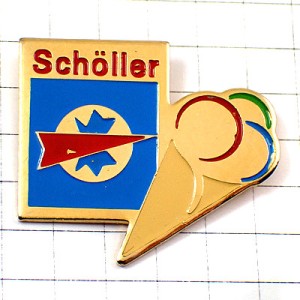 ピンバッジ・アイスクリームとシェラー赤い矢印 SCHOLLER