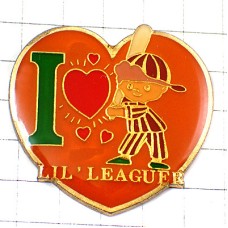 ピンバッジ・リトルリーグ大好き野球少年アイラブ真っ赤なハート I-LOVE-LITLE-LEAGUER BASEBALL