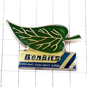 ピンバッジ・チューインガム葉っぱ葉脈 BENBITS CHEWING-GUM