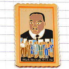 ピンバッジ・キング牧師アメリカ郵便切手型/USA私には夢がある人種差別 MARTIN-LUTHER-KING USA STAMP