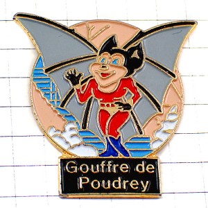 ピンバッジ・悪魔コウモリ女レータード赤 CHAUVE-SOURIS POUDREY FRANCE