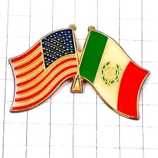 ピンバッジ・アメリカ星条旗メキシコ国旗/USA米国 FLAG MEXICO