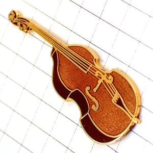 ピンバッジ・コントラバス音楽ミュージック楽器 VIOLONCELLE CONTREBASSE FRANCE