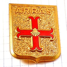 ブローチ・アラス赤い十字とホタテ貝の紋章 ARRAS DIOCESE CROIX SHELL FRANCE