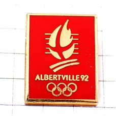 ピンバッジ・赤アルベールビル五輪オリンピック冬季ビンテージ中古品 ALBERTVILLE-1992 SAVOIE FRANCE