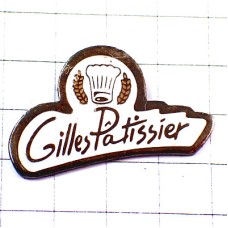 ピンバッジ・パティシエお菓子職人シェフ帽子と小麦の穂 GILLES PATISSIER FRANCE