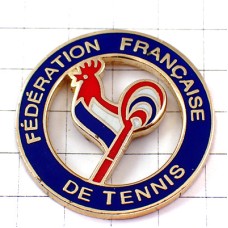 ピンバッジ・テニス協会トリコロール雄鶏ニワトリ青白赤 FFT FEDERATION-FRANCAISE-DE-TENNIS FRANCE