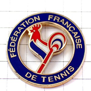 ピンバッジ・テニス協会トリコロール雄鶏ニワトリ青白赤 FFT FEDERATION-FRANCAISE-DE-TENNIS FRANCE