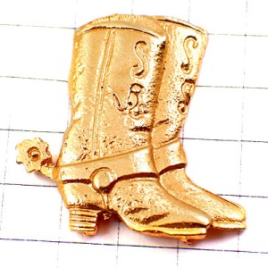 ピンバッジ・金色ウエスタンブーツ長靴ゴールド BOOTS CAMPS COWBOY SANTIAG