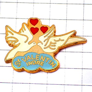 ピンバッジ・聖バレンタインデー鳩２羽ハート型 ST-VALENTIN FRANCE