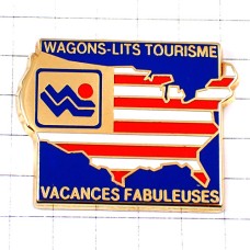 ピンバッジ・鉄道ワゴンリー国際寝台車会社アメリカ/USAツアー旅行 WAGONS-LITS TOURISME USA MAP