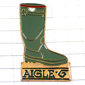 ピンバッジ・エーグル長靴ブランド服カーキ緑色 AIGLE BOOTS FRANCE