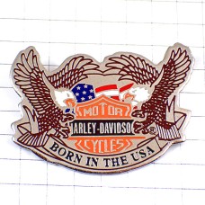 ピンバッジ・ハーレーダビッドソン鷲バイク二輪イーグル鷲 HARLEY-DAVIDSON EAGLE BORN-IN-THE-USA