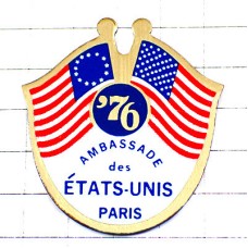 ピンバッジ・国旗パリのアメリカ大使館/USA星条旗EU欧州連合ヨーロッパ欧州旗  AMBASSADE-DES-ETATS-UNIS PARIS FRANCE