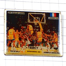 ピンバッジ・レイカーズ試合バスケットボールNBA/アメリカ/USAフランス国旗 LOS-ANGELES USA LAKERS LIMOGES BERCY-PARIS