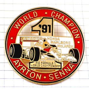 ピンバッジ・アイルトンセナF1世界チャンピオン優勝ホンダ車 MCLAREN HONDA AYRTON-SENNA WORLD-CHAMPION-1991