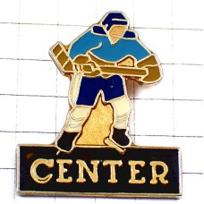 ピンバッジ・アイスホッケー選手センター水色ユニフォーム CENTER HOCKEY