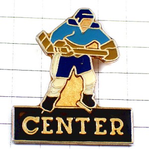 ピンバッジ・アイスホッケー選手センター水色ユニフォーム CENTER HOCKEY