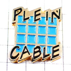 ピンバッジ・青い方眼ブルー水色 PLEIN-CABLE