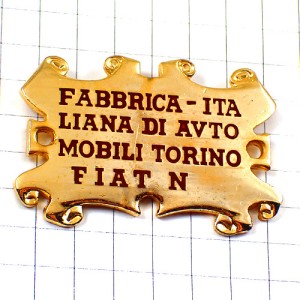 ピンバッジ・FIAT金色フィアット車の説明ゴールド FIAT TORINO ITALIA ITALY