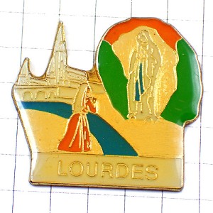 ピンバッジ・ルルド聖母マリアとベルナデッタ聖地カトリック奇跡 LOURDES BERNADETTE MARIA FRANCE