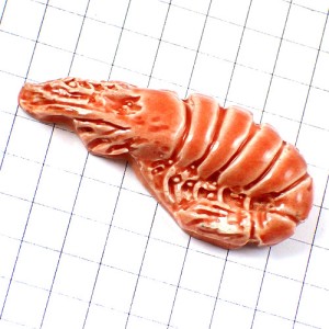 ピンバッジ・ロブスター海老エビ陶磁器製 LOBSTER SCHRIMP